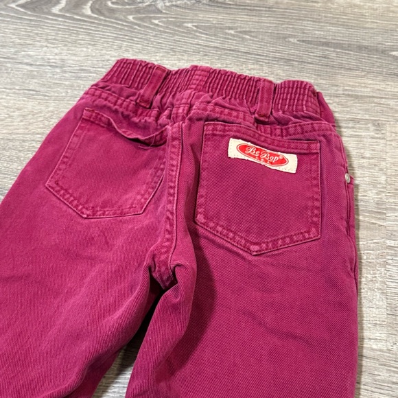 Vintage 70s Be Bop Burgundy Denim Toddler Pants boot cut 5 - Picture 3 of 8